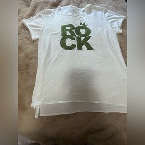 Unsweetened New York White & Green Glitter Rock T-Shirt S